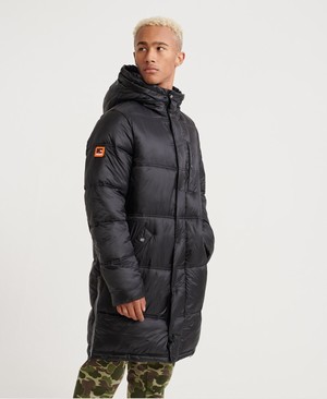 Superdry Street Longline Puffer Férfi Kabát Fekete | LTVAK7463